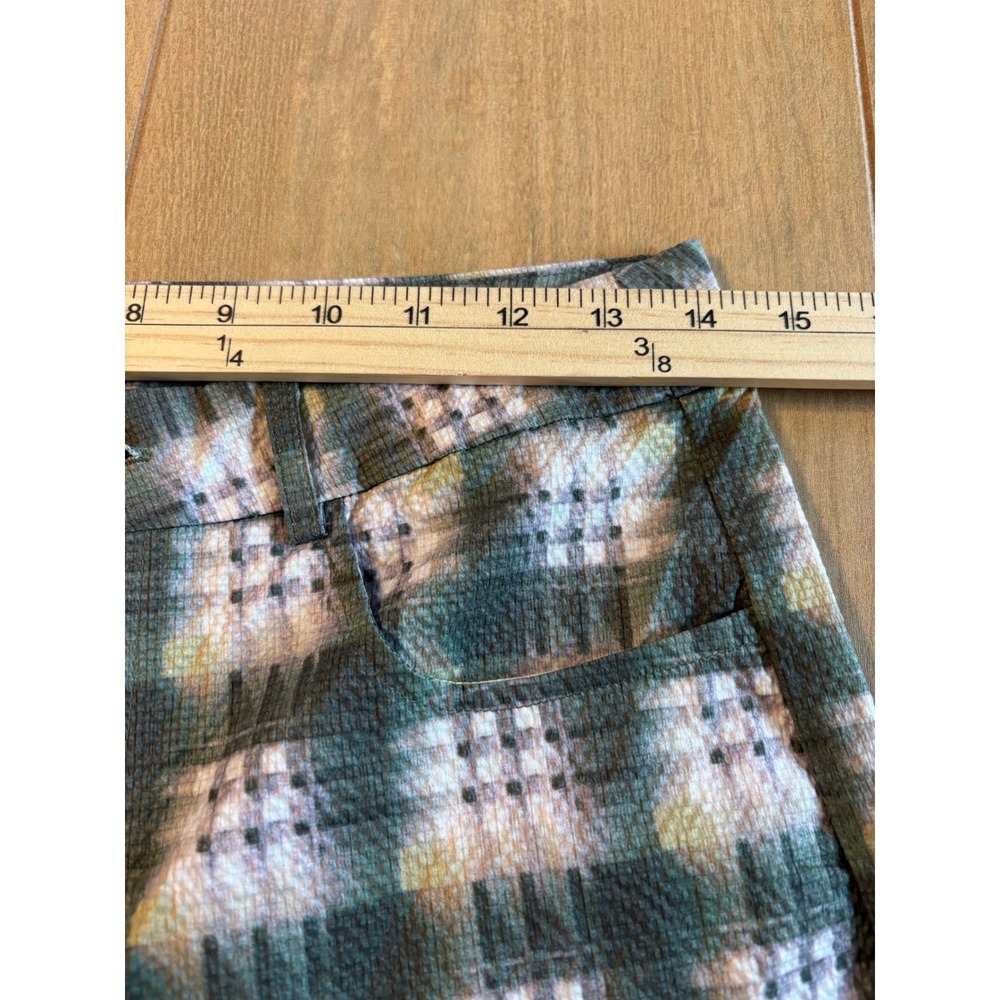 Cider Plaid Flare Pants Women Size M Green Yellow Daisy Button Retro 70s Style - Picture 10 of 14